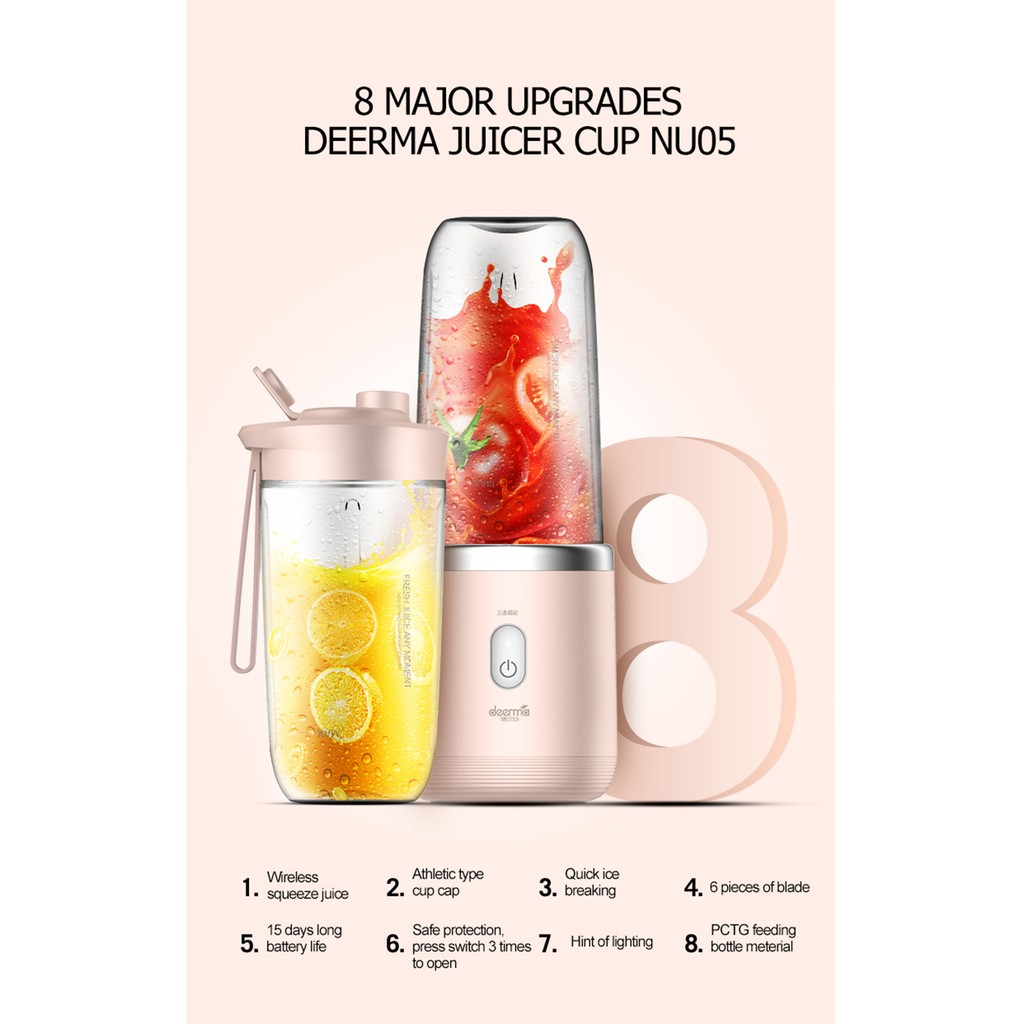 Máy xay sinh tố cầm tay xiaomi deerma mini juice blender tiện dụng thông minh, dem-nu05