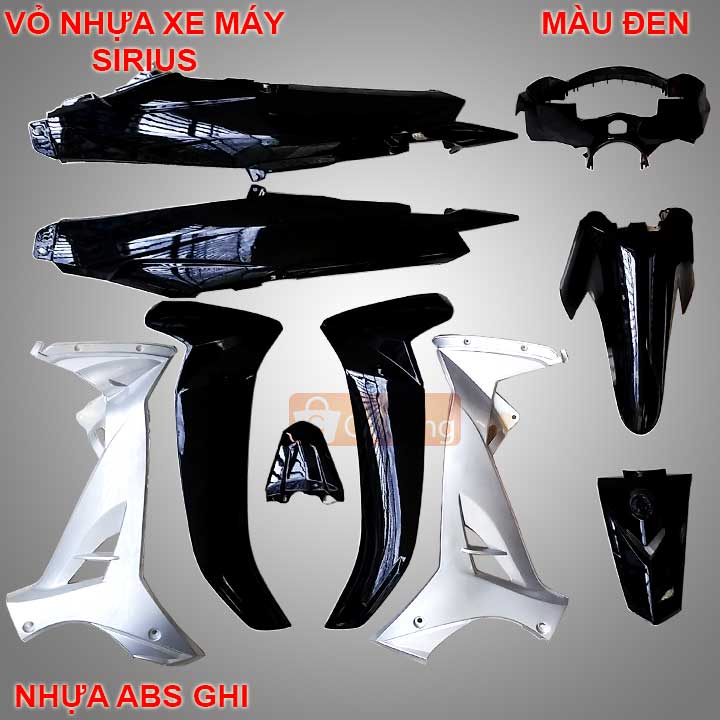 [HCM]Dàn áo xe Sirius+ TEM + ỐC nhựa ABS TRẮNG CAO CẤP màu đen