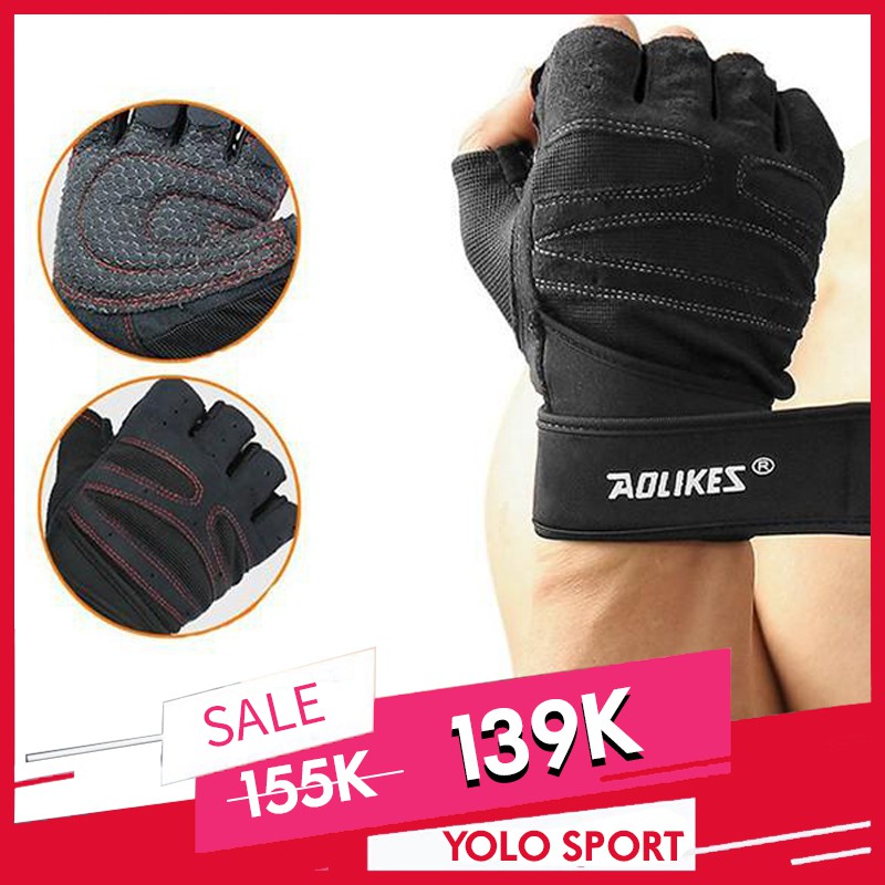 Yolo sport - găng tay tập gym cao cấp aolikes quấn cổ tay trợ lực có lớp lót cao su - phượt, thể hình, thể thao nam hàng chính hãng