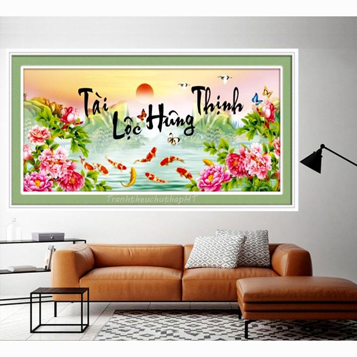[HCM]Tranh thêu chữ thập Tài lộc hưng thịnh LV3238 - tự thêu