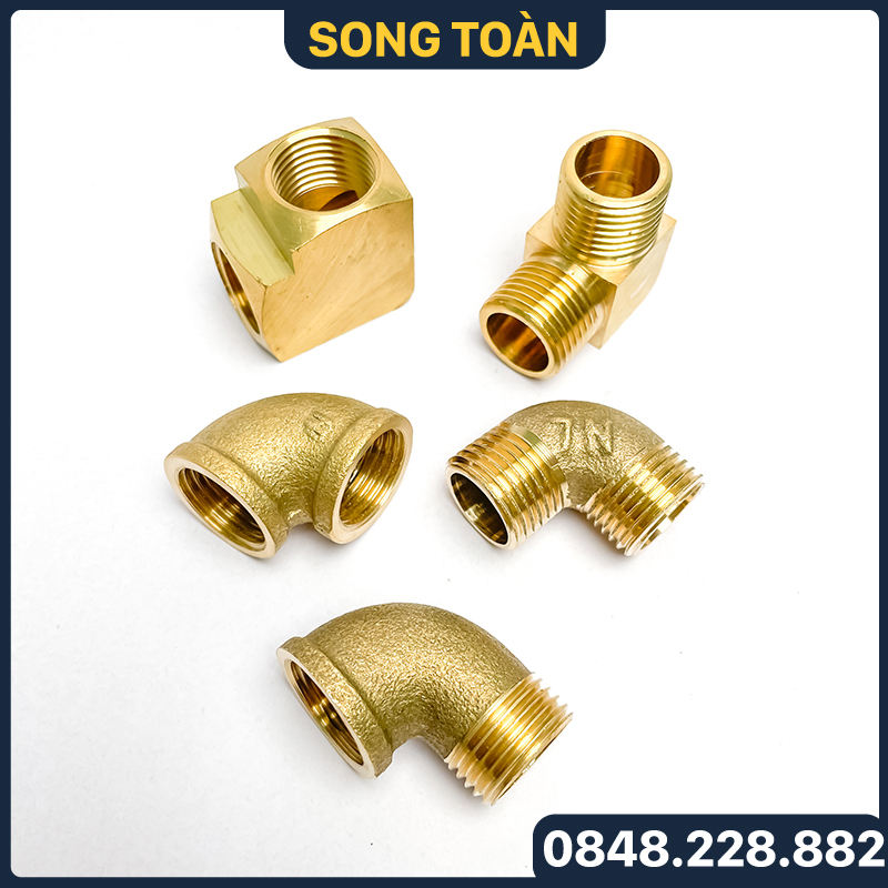 Co Nối Ren - Co Ren Trong & Co Điếu & Co Ren Ngoài Khớp Nối Ren Đồng Thau Bước Ren Bsp Hệ G Cong & Cút 90 Độ