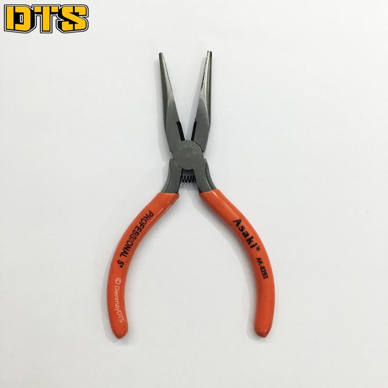 Kìm nhọn mini tự bung asaki ak-8293 5''/125mm