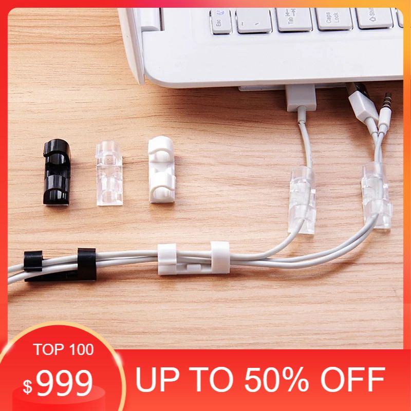 Bộ 20 cái dụng cụ cố định dây điện, cáp sạc điện thoại nhựa trong