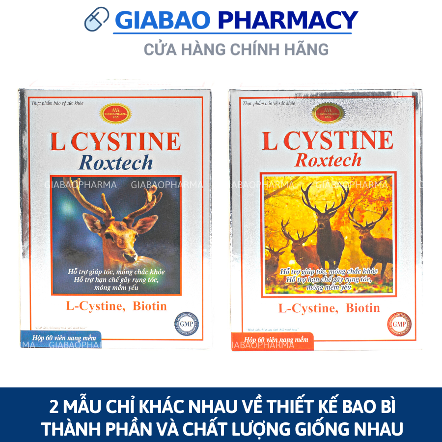 Viên uống L cystine Roxtech giảm rụng tóc, bổ sung L-cystine, biotin, vitamin E làm đẹp tóc, móng da