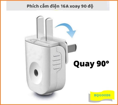 Phích cắm điện 16A chân dẹt đa năng có thể xoay 90 độ
