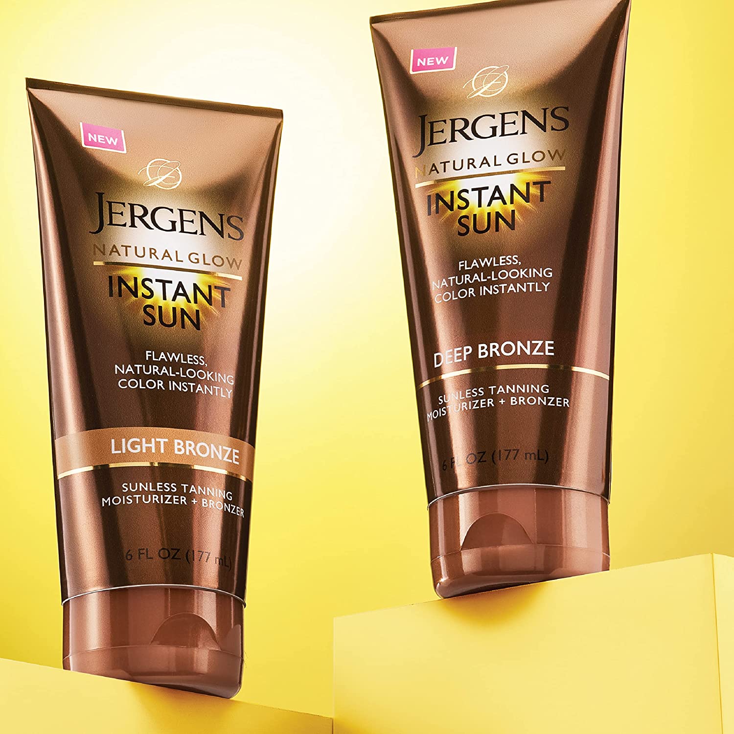 Kem nhuộm da nâu tức thời Jergens Natural Glow Instant Sun Sunless Tanning Moisturizer + Bronzer Self Tanner 177ml (Mỹ)