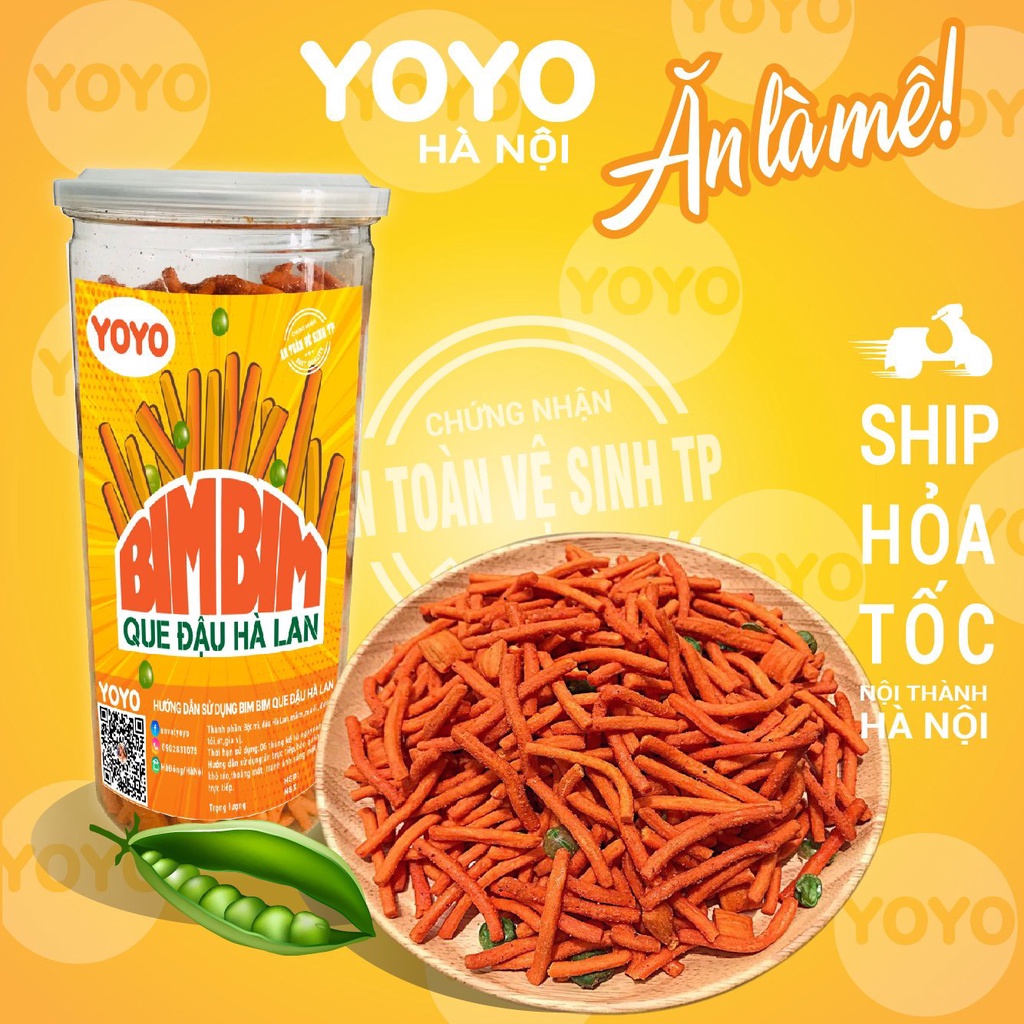 Bim bim que tăm đậu hà lan hũ 300g - đồ ăn vặt yoyo "ăn là mê"