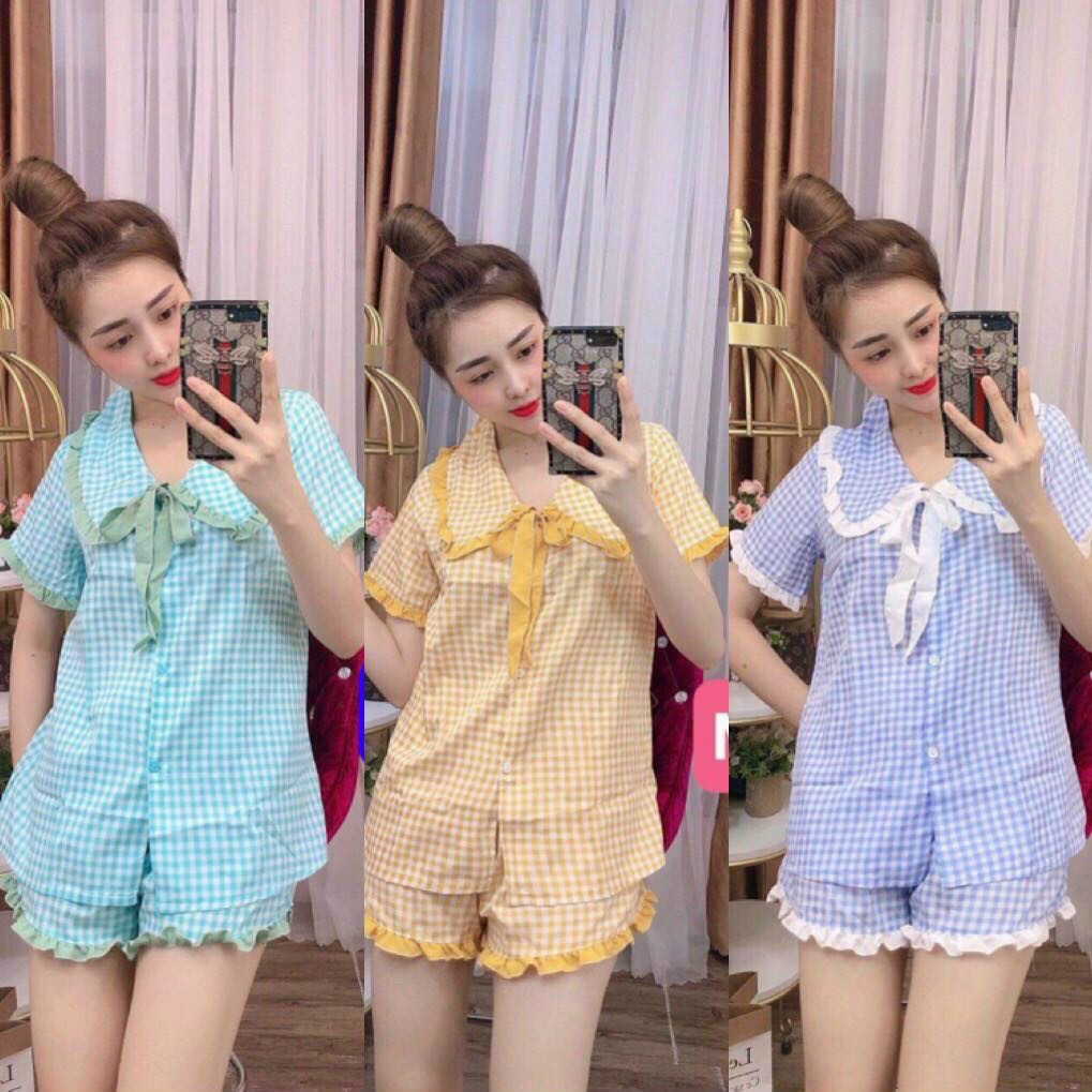 Đồ bộ nữ pijama lụa đùi mặc nhà dễ thương , Bộ đồ pijama đùi nữ siêu hottt, Bộ ngủ mặc nhà nữ họa tiết siêu cute hàng cao cấp hình anh thật