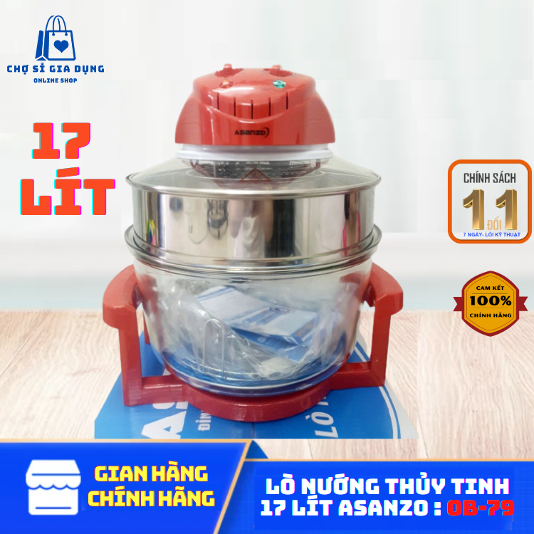Lò nướng thủy tinh đa năng asanzo ob-79 lò nướng đa năng cs 1300w, nướng nhanh tiết kiệm- chợ sỉ gia dụng