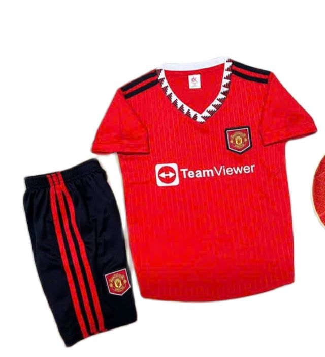 Bộ đồ đá banh trẻ em MU Manchester United sân nhà màu đỏ