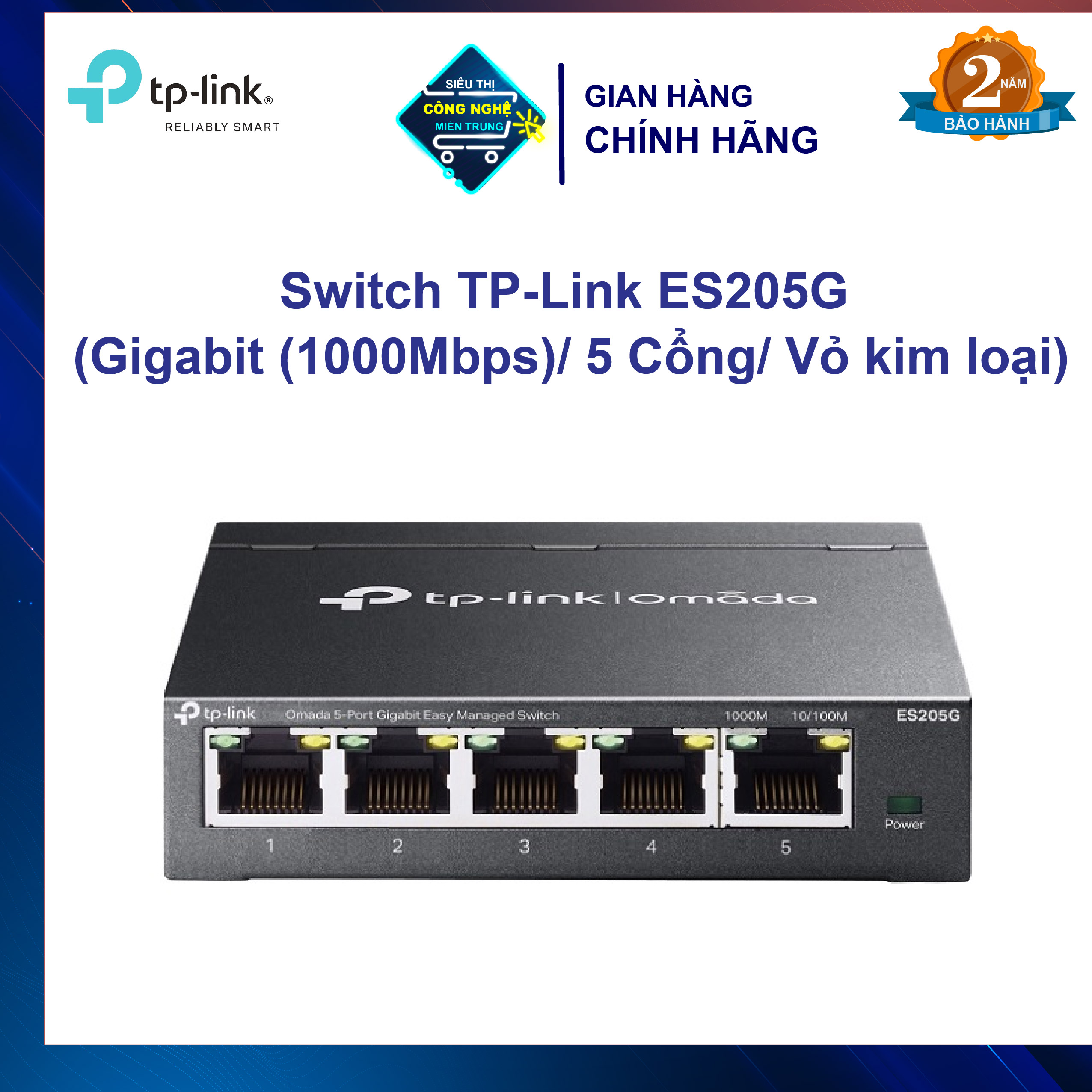 Switch TP-Link ES205G  (Gigabit (1000Mbps)/ 5 Cổng/ Vỏ kim loại)