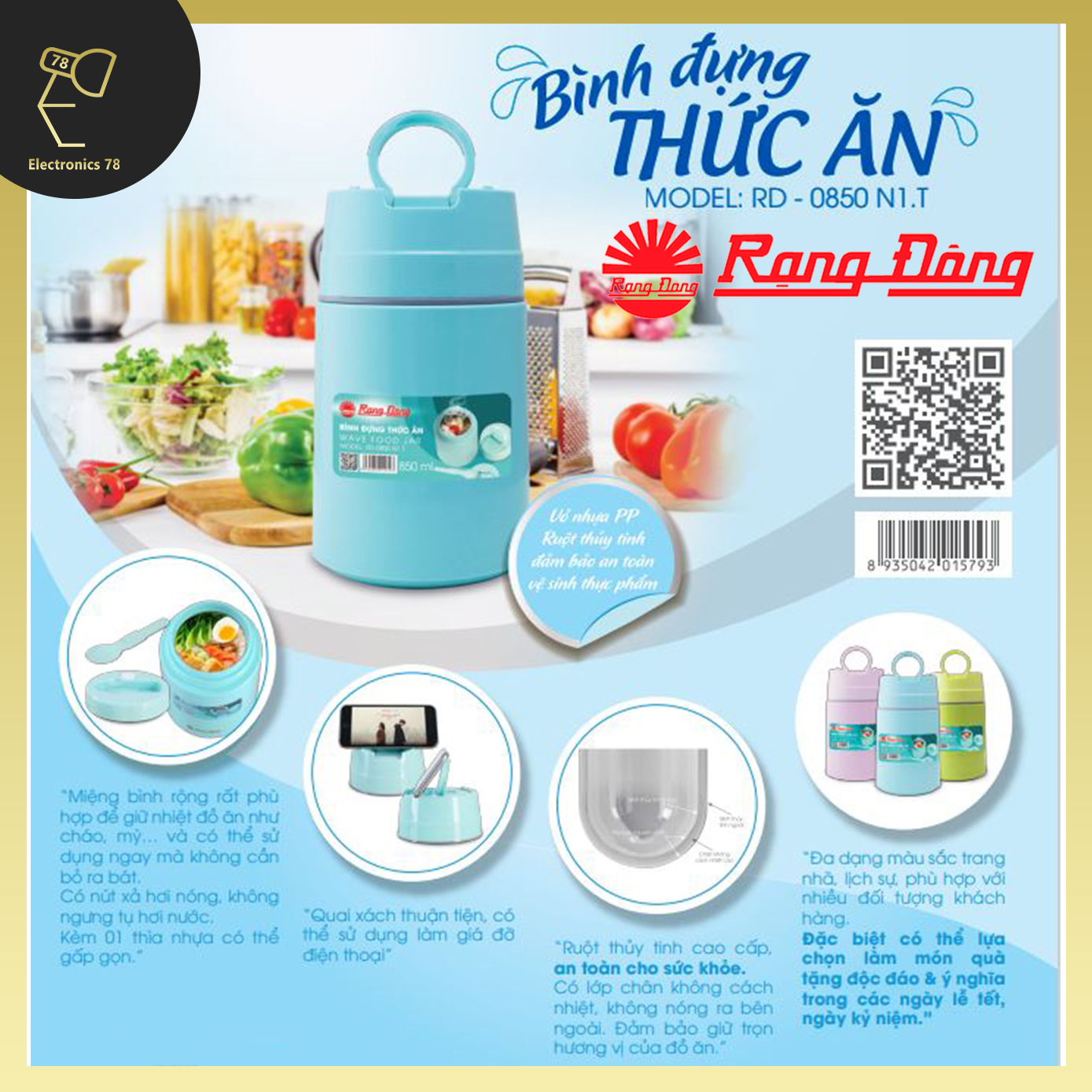 Bình đựng thức ăn, giữ nhiệt lâu, ủ cháo Rạng Đông