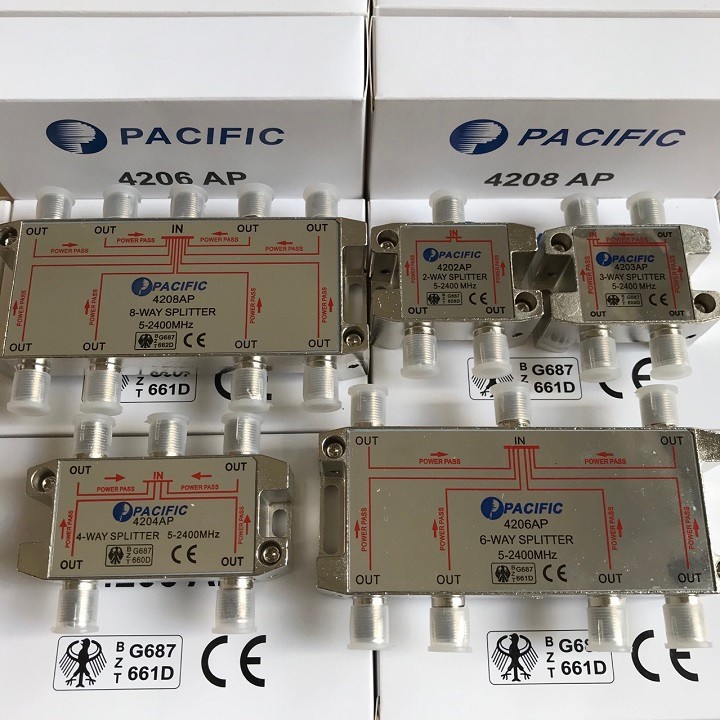 Bộ chia 2, 3, 4, 6, 8 pct pacific chia cáp, anten kts