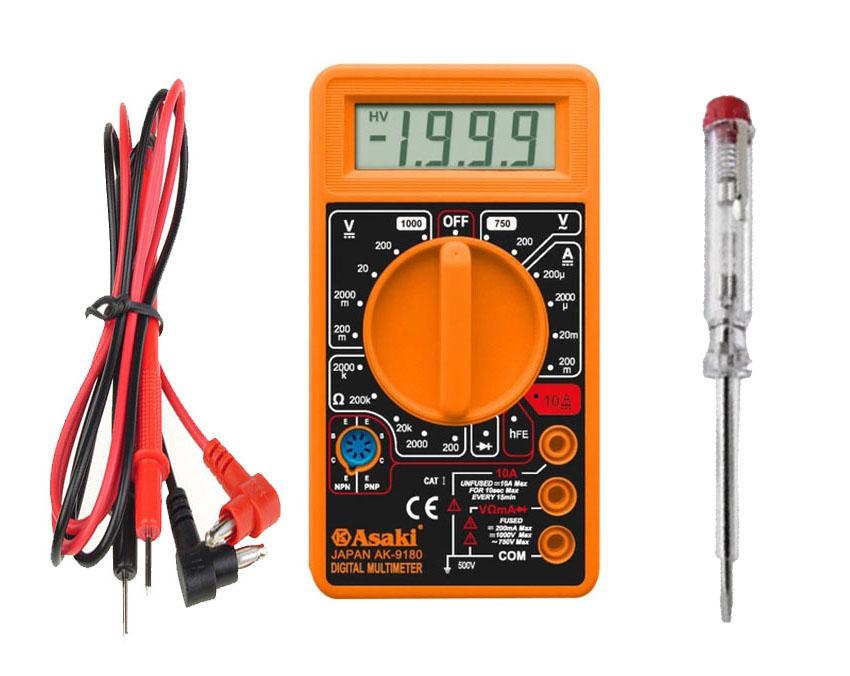 Đồng hồ vạn năng asaki ak-9180 + bút thử điện
