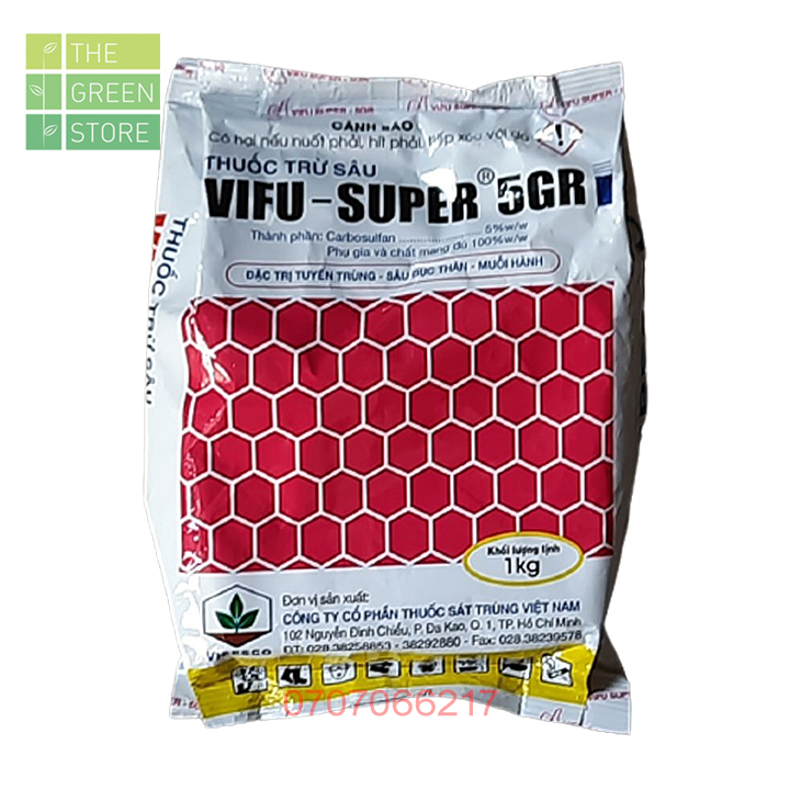 Vifu Super 5GR (1kg) phòng trừ tuyến trùng, sâu đục thân, côn trùng hại rễ cho hoa cây cảnh, rau màu, cây ăn trái