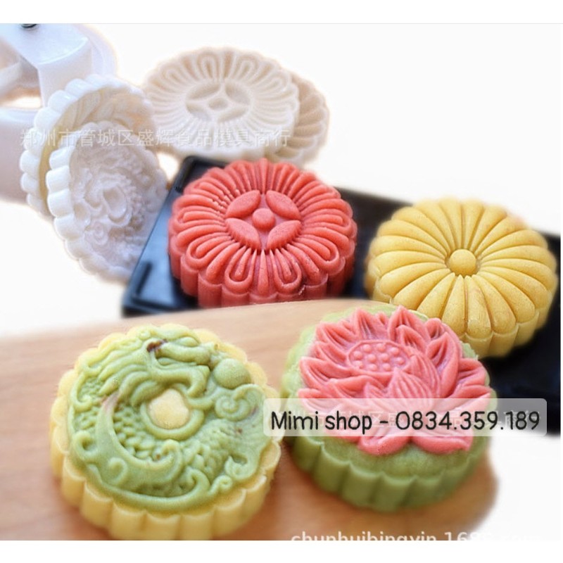 Khuôn trung thu lò xo hình hoa sen, rồng 150g (kèm ảnh thật)