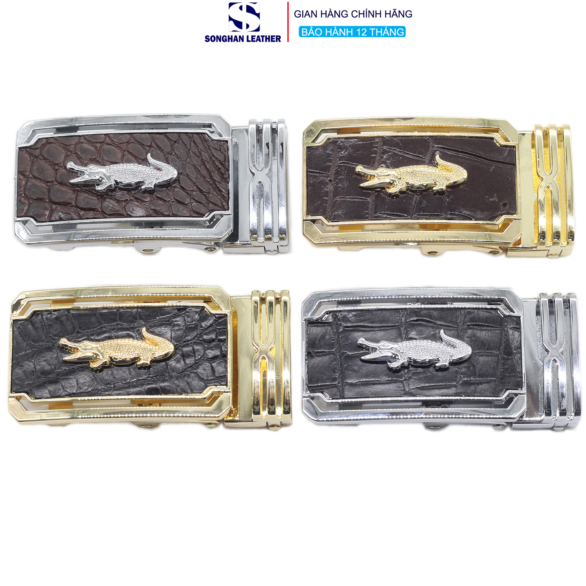 [FREESHIPMAX] Mặt dây nịt da cá sấu, Mặt khóa Dây Thắt Lưng hợp kim cao cấp chống gỉ bản 3.5cm Songhan Leather Songhan Leather