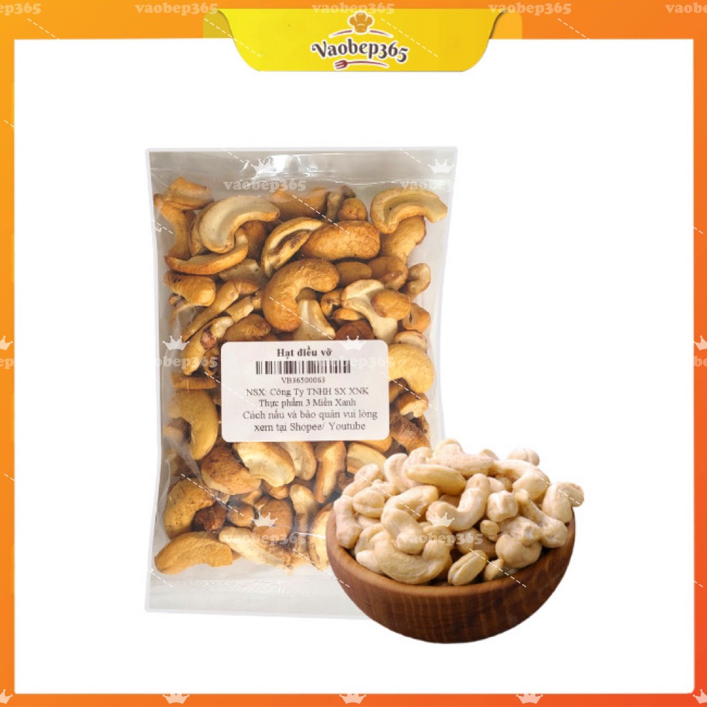 Hạt điều rang muối vỡ đôi loại 1, đều hạt, tróc vỏ 100 - 500g vaobep365
