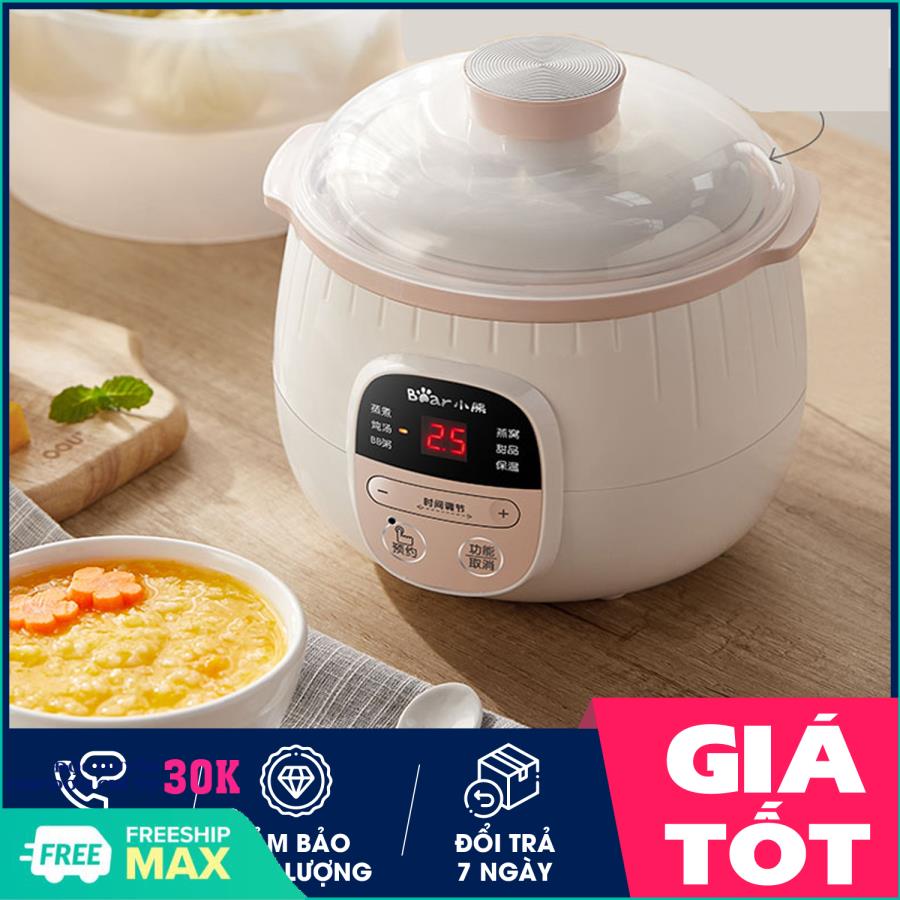 (BẢO HÀNH 3 THÁNG) Nồi hầm cháo, Nồi hầm đa năng 4 in 1 dung tích 0.8L-Nồi nấu cháo ninh hầm cách thuỷ-Nồi điện đa năng kèm giá hấp đồ ăn phù hợp cho gia đình có con nhỏ, nhân viên văn phòng, sinh viên- Hỗ trợ đổi trả 7 ngày