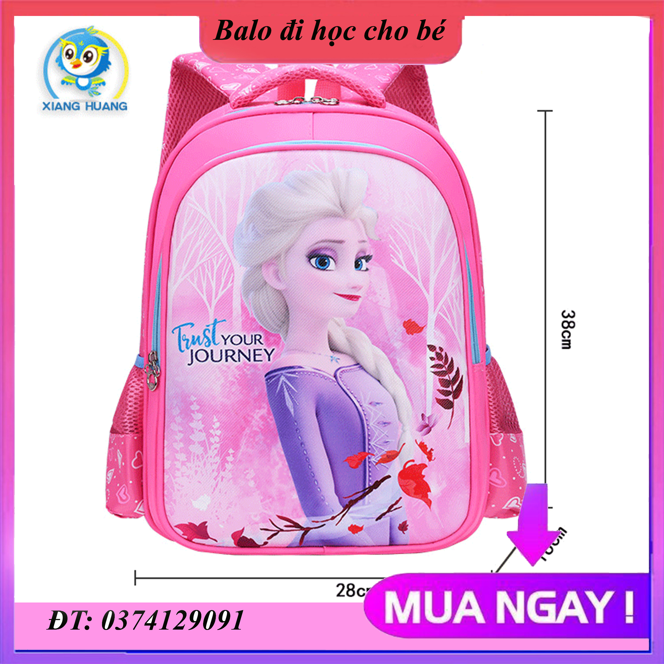 [HÀNG ĐẸP- CHỌN MÀU] Balo học sinh trẻ em hình công chúa Elsa siêu nhẹ cao cấp cho bạn gái chất liệu siêu nhẹ chống gù - chống thấm nước