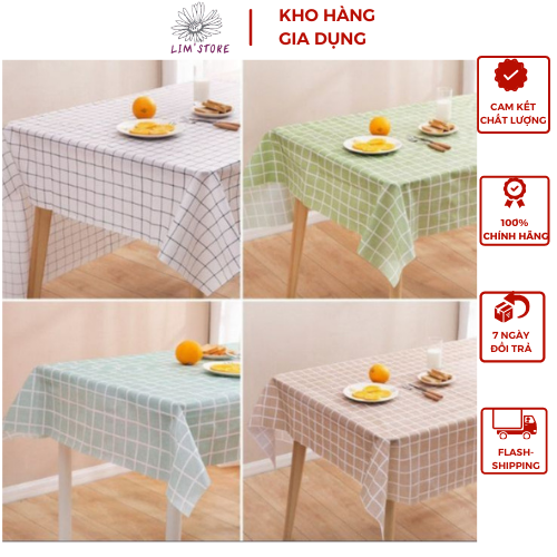 Khăn trải bàn ăn, tấm trải thảm du lịch chụp ảnh picnic caro bằng nhựa PVC chống thấm nước gấp gọn tiện dụng kẻ caro hồng