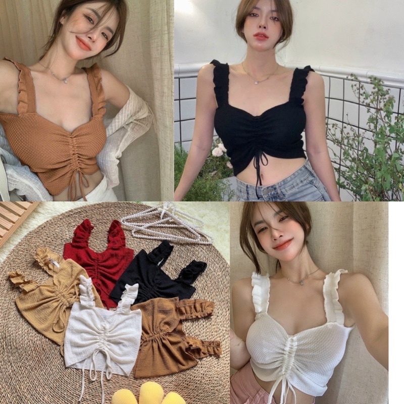 Áo 2 dây xốp nhún rút dây ngực