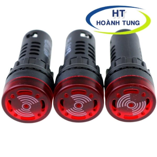 Đèn led AD16-22SM có còi báo động phi 22mm màu đỏ điện áp 24VDC, 220VAC