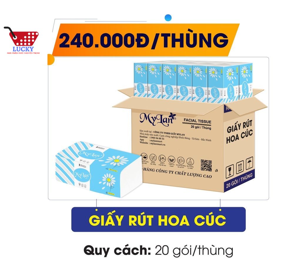 1 thùng giấy ăn giấy rút cao cấp hoa cúc 4 lớp siêu tiết kiệm,siêu dai,siêu mềm mịn sp công ty mylan