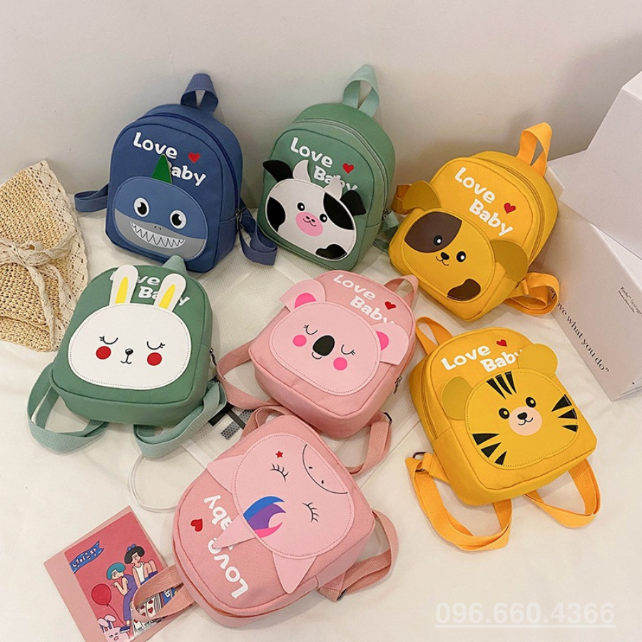 Balo Cho Bé, Balo Trơn Mẫu Giáo Mầm Non Cho Bé Vải Canvas Hình Thú BL004 Đáng Yêu Cho Bé Trai Bé Gái, Balo Đi Học Đi Chơi