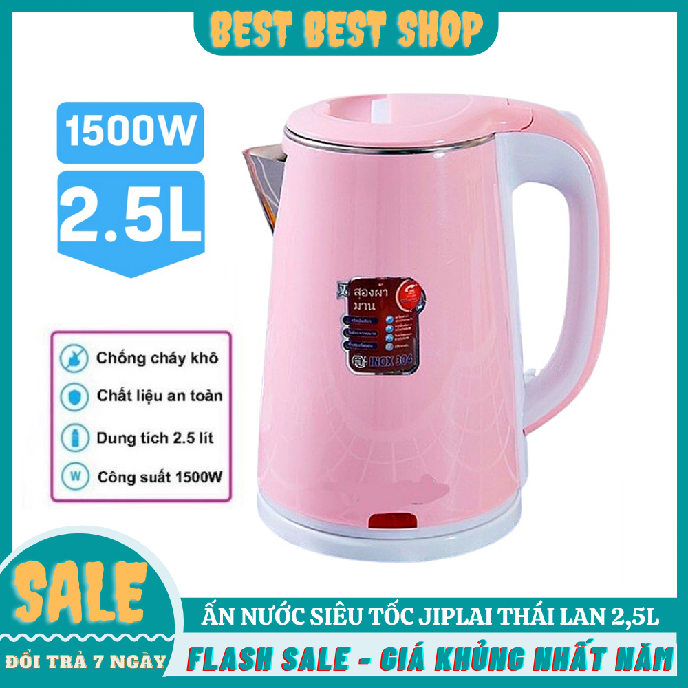 Ấm siêu tốc,bình đun siêu tốc jiplai thái lan 2.5l chính hãng