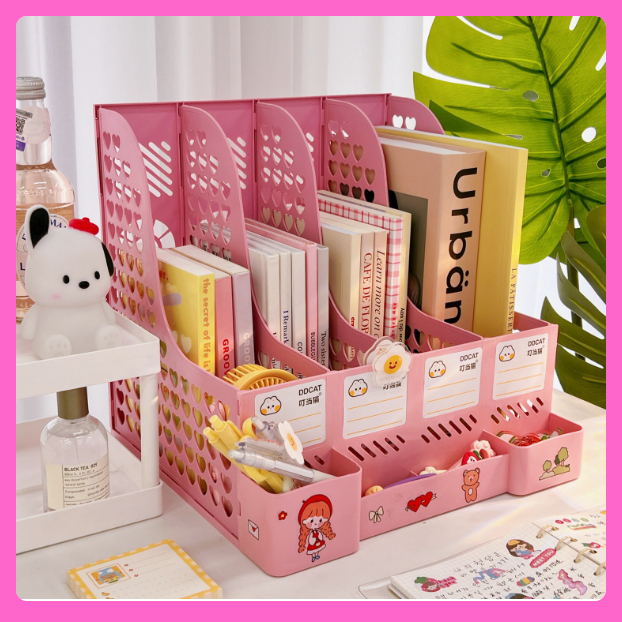 Giỏ đựng sách vở gọn đẹp cute 8 ngăn lớn kèm nhiều ngăn nhỏ để đồ dùng học sinh decor bàn học tiện l