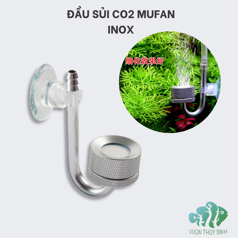 Đầu sủi CO2 inox Mufan - Sủi Co2 inox siêu mịn cho hồ cá có thể thay thế gốm sủi