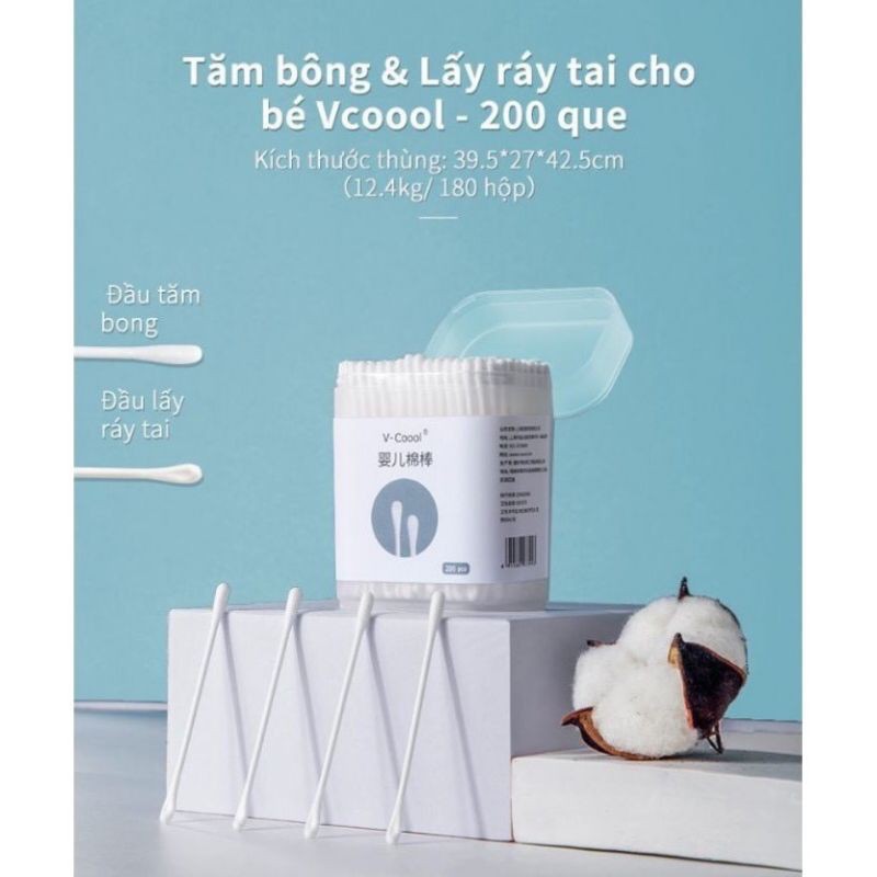 Tăm Bông VCOOL đa năng tăm bông vệ sinh lấy ráy tai an toàn cho bé sơ sinh