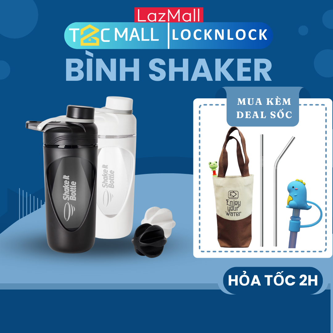 Bình shaker tập gym locknlock 800ml có banh lắc giúp hòa tan balance shake it lock & lock hap949 t2cmall