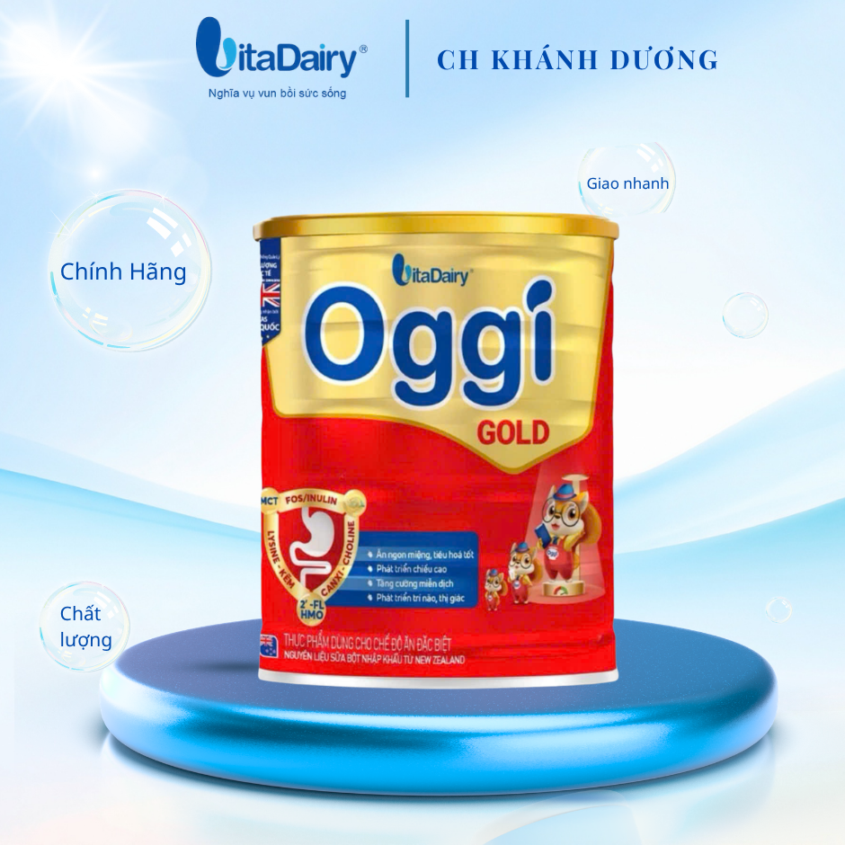 Sữa bột Oggi gold 900gr cho trẻ từ 1 đến 10 tuổi. Giúp tăng cân nhanh, chống táo bón