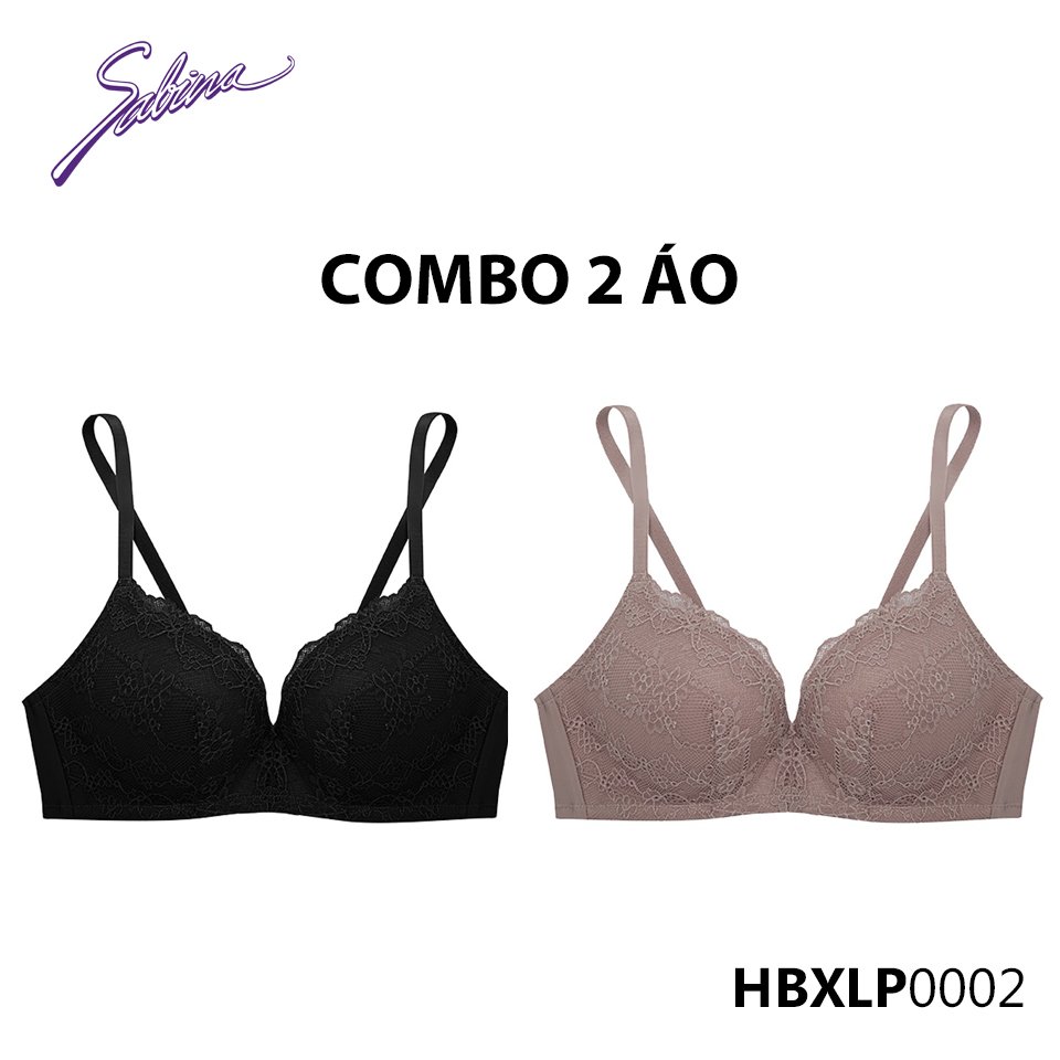 [MEGA 5.6-10.6 GIẢM GIÁ 75%+VOUCHER 8%+BONUS 15%] Combo 2 Áo Lót Mút Vừa Nâng Ngực Không Gọng Phối Ren Habpy Lady By Sabina HBXLP0002BK+HBXLP0002BR