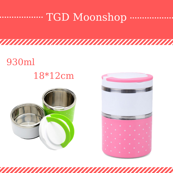 Hộp cơm - Hộp đựng cơm - Hộp đựng cơm văn phòng - Cặp lồng cơm - Camen cơm - Camen đựng cơm văn phòng 2 tầng, thời trang chấm bi