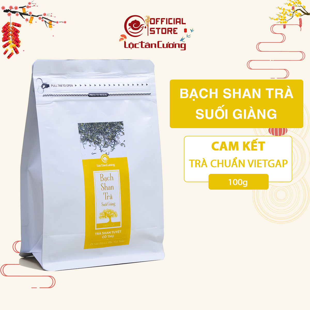 Bạch Trà Suối Giàng (100g) Lộc Tân Cương - Trà Cổ Thụ Cao Cấp