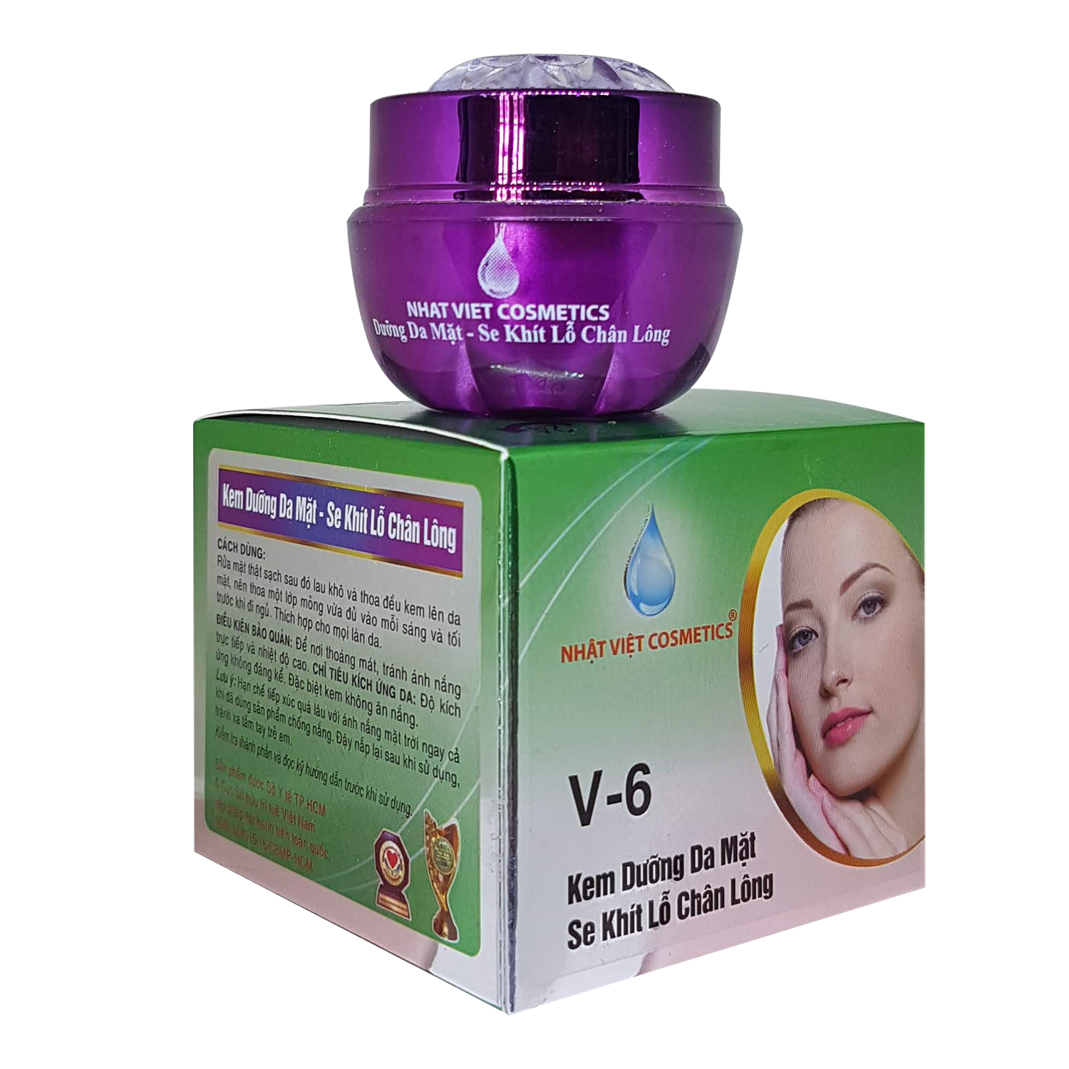 [HCM]KEM DƯỠNG TRẮNG DA MẶT SE KHÍT LỖ CHÂN LÔNG NGỌC TRAI ĐEN SỮA ONG CHÚA V6 NHẬT VIỆT COSMETICS 8G -12G