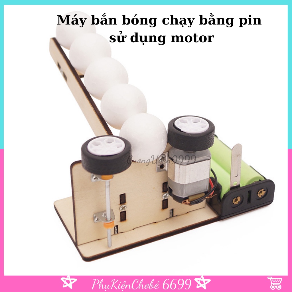 Đồ chơi sáng tạo STEM Máy bắn bóng chạy bằng pin có động cơ Đồ chơi DIY