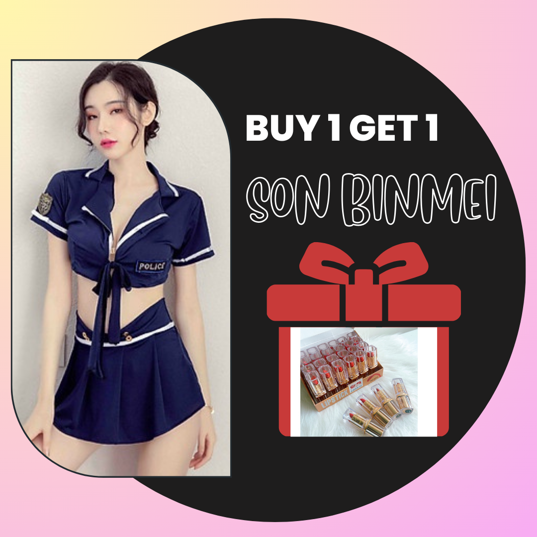 [HCM - Tặng Son] Váy Ngủ Cosplay Cô Nàng Cảnh Sát, Nữ Cảnh Hở Eo Gợi Cảm