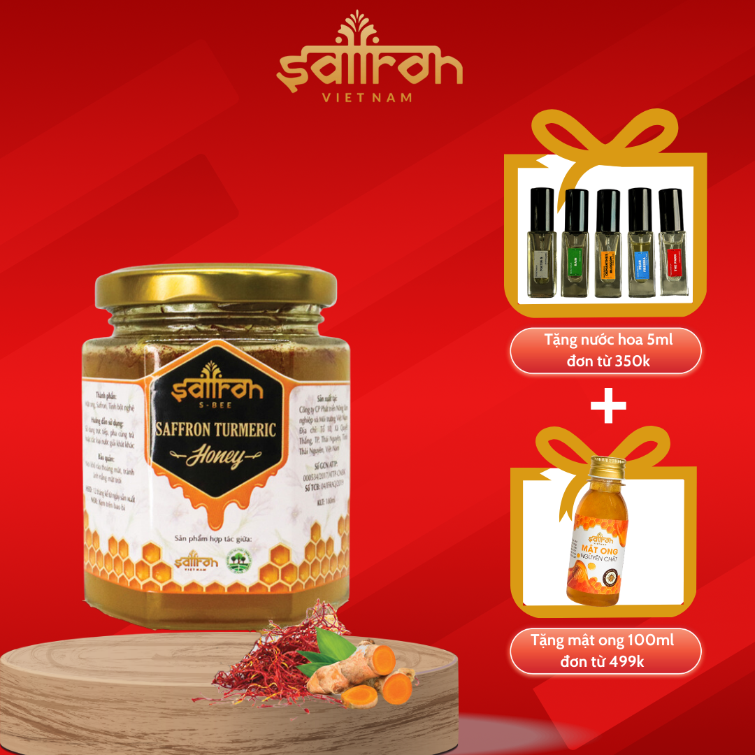  Saffron Việt Nam Turmeric Honey - Mật ong Saffron Tinh Bột Nghệ 180ml hộp Thương hiệu Saffron VietNam 