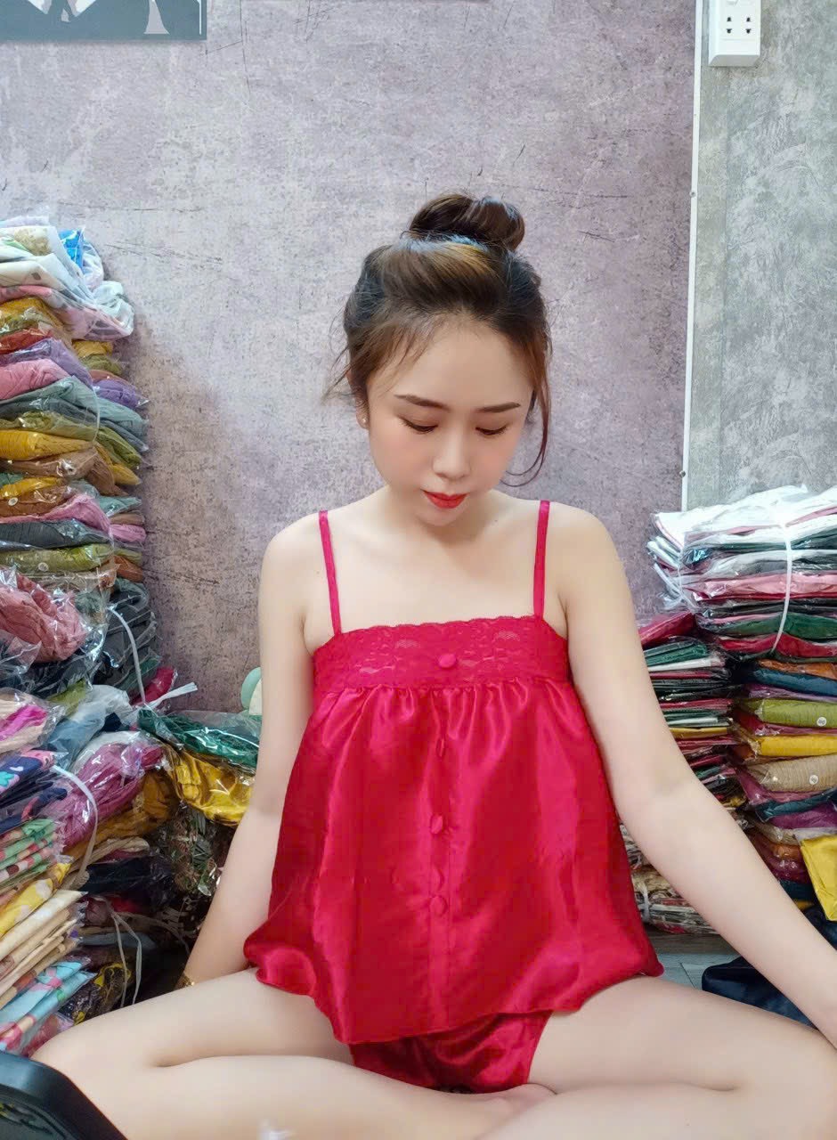 Set Đồ Hai Dây Phối Ren Vải Phi Lụa Có Tăng Đưa Mềm Mại Freesize Dưới 58kg - Set Bộ Đùi Phối Ren Vải Phi Lụa