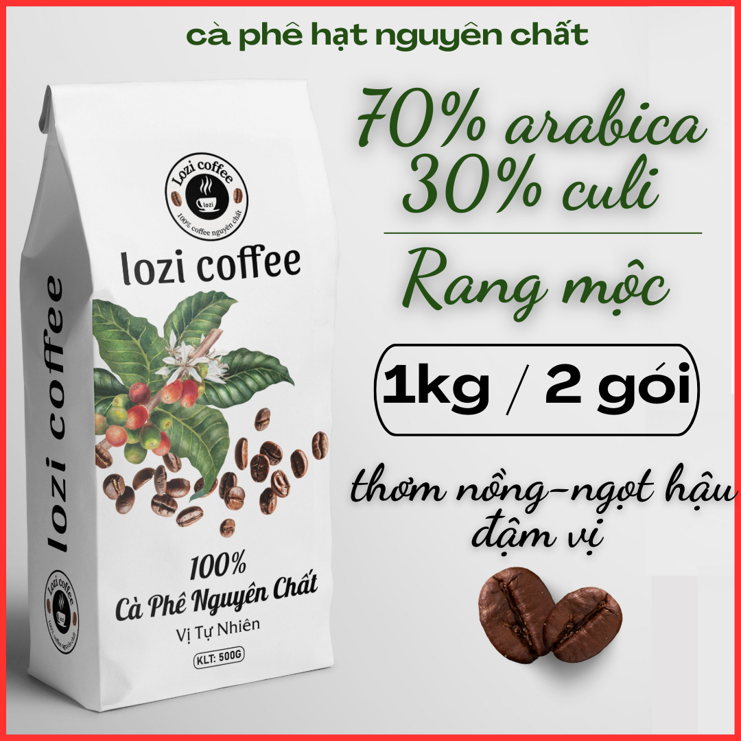 Cà phê hạt rang mộc arabica & culi rang xay sạch 100%