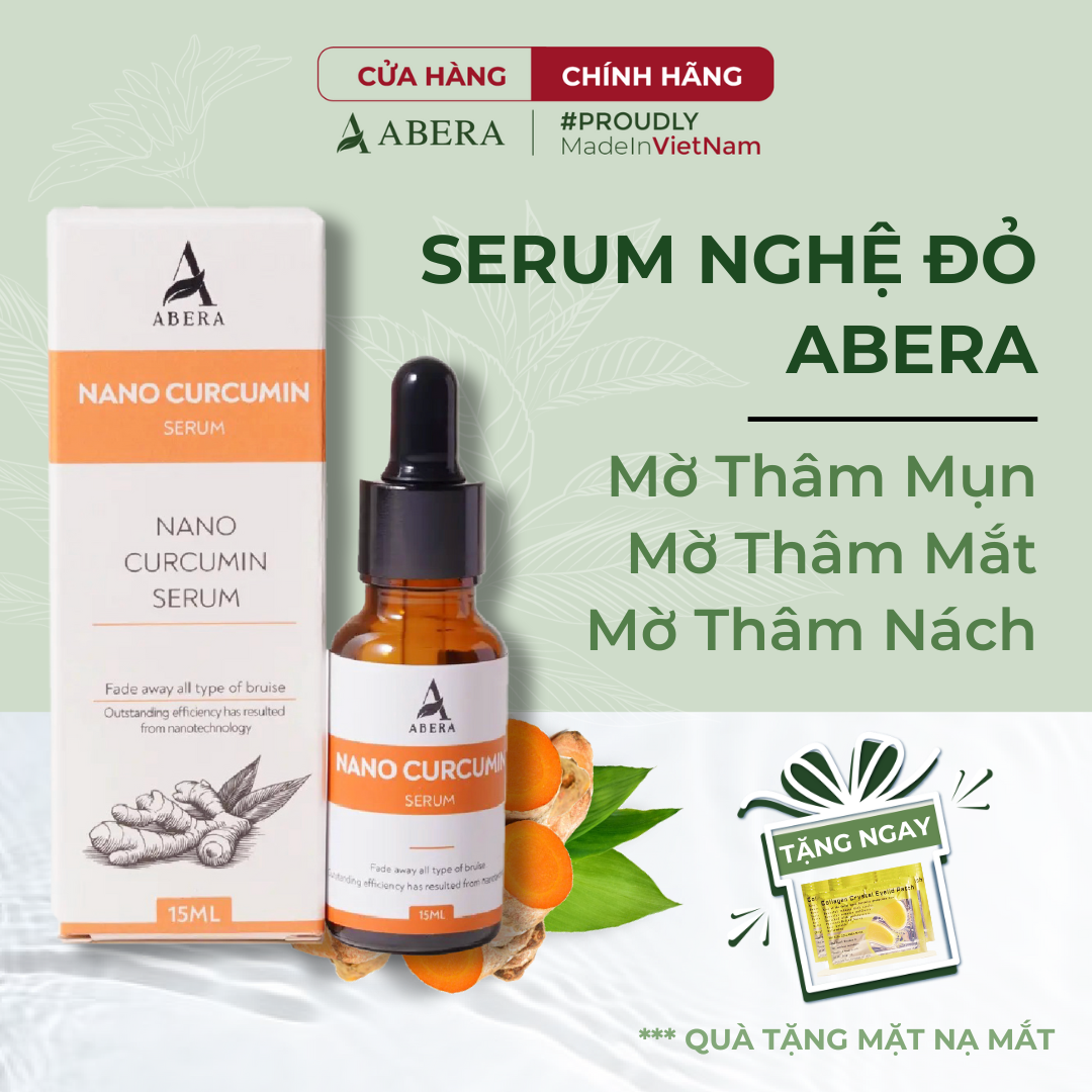 Serum nghệ đỏ nano abera 15 ml, mờ thâm mụn, thâm quầng mắt, dưỡng trắng da