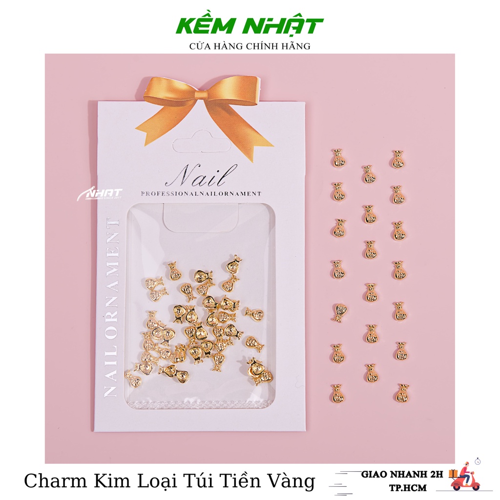 Set charm kim loại túi tiền vàng - charm tết 2023