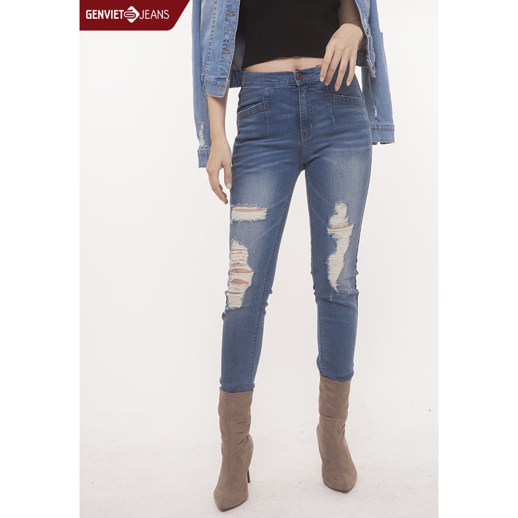 Quần dài jeans nữ tq103j774 genviet