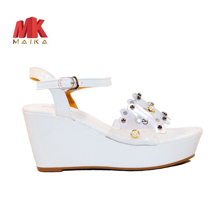 Xăng đan đế xuồng MK MAIKA quai ngang cao 8cm S145 Trắng đế đúc, thời trang, trẻ trung, phù hợp đi học, đi chơi, đi làm – MK STORE