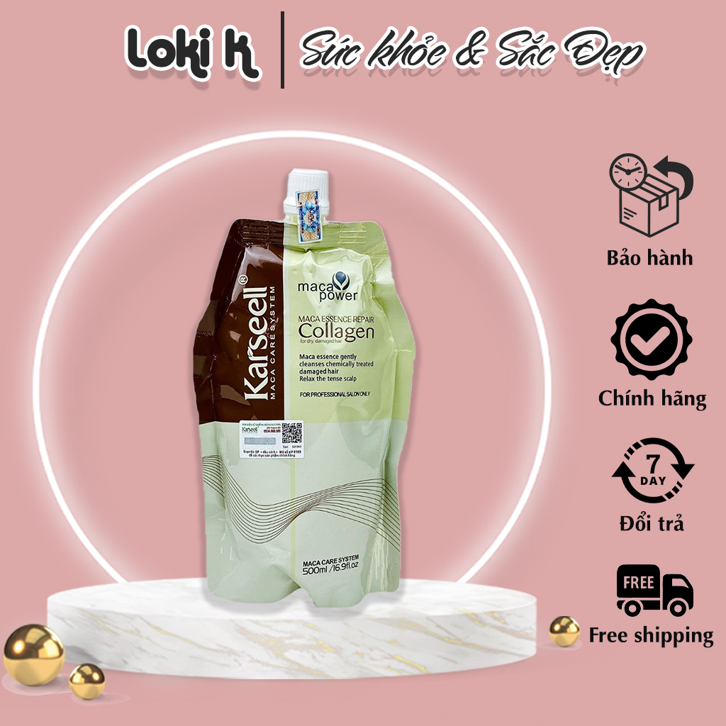 Kem ủ tóc Karseell Maca Power Collagen 500ml phục hồi hư tổn Hấp ủ tóc thẳng mượt bổ xung collagen có TEM UT09