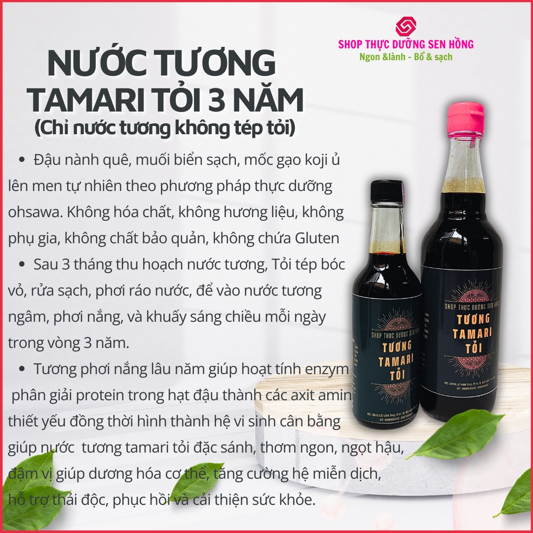 Tương tamari ngâm tỏi lâu năm - Chỉ nước tương không tép tỏi
